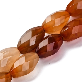 Natural Carnelian Beads Strands, Dyed & Heated, Faceted, Oval