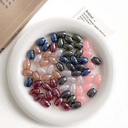 Непрозрачные акриловые бусины, граненые, баррель