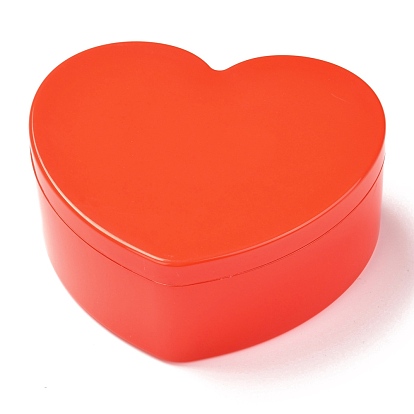 Heart Plastic Jewelry Boxes, Double Layer with Cover and Mirror