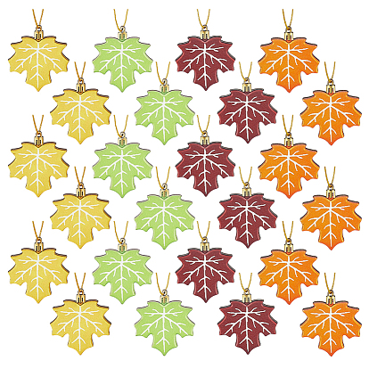 24шт. деревянные подвески в виде кленовых листьев, подвесные украшения ко Дню благодарения, с 24шт. веревкой