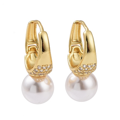 Пластиковые жемчужные серьги-кольца с прозрачными фианитами, стеллаж для латунных украшений для женщин, без кадмия и без свинца