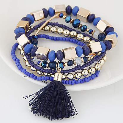 Bohemian Style Handmade Multilayer Bracelet with Beads and Tassels