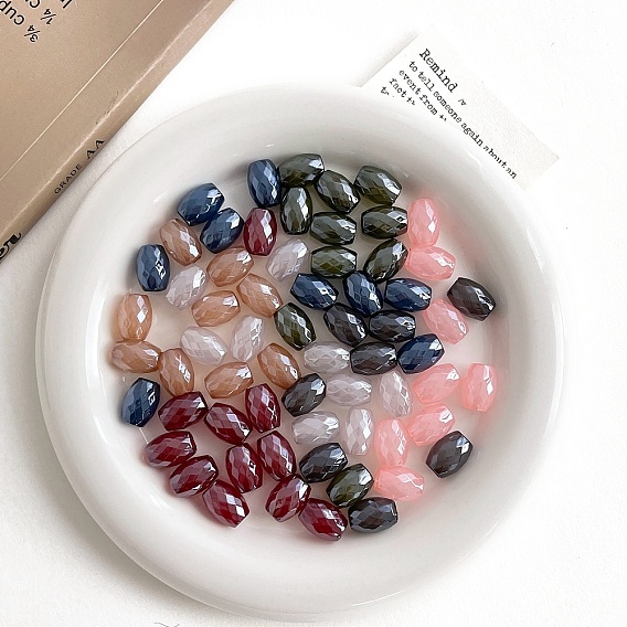 Непрозрачные акриловые бусины, граненые, баррель