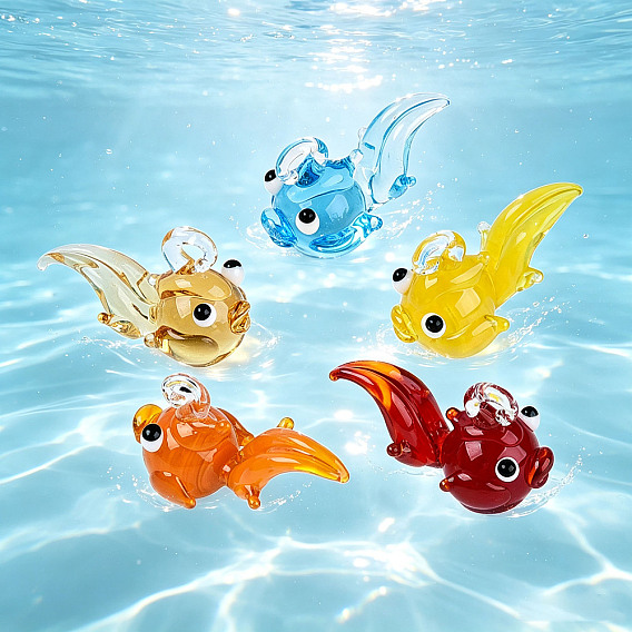 Handmade Lampwork Pendants, Fish Charms