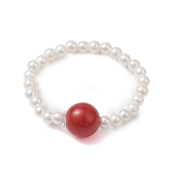 Растягивающиеся кольца из ракушек с жемчужными бусинами, Круглое женское кольцо из натуральных бусин сердолика