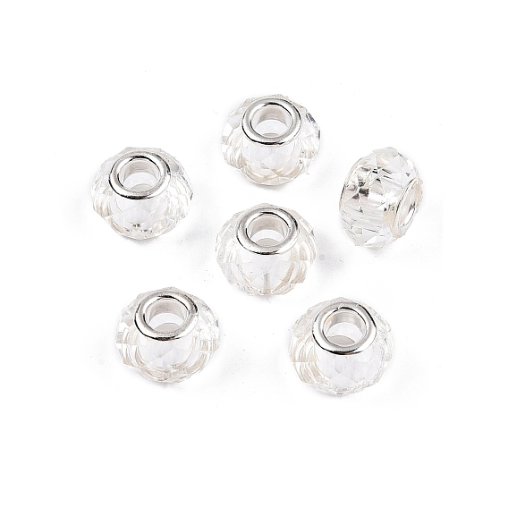 Прозрачное стекло европейские шарики, бусины с большим отверстием, с медными сердечниками, граненые, рондель