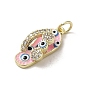 Brass Micro Pave Cubic Zirconia Pendants, with Enamel, with Jump Ring, Real 18K Gold Plated, Slipper
 with Evil Eye