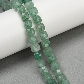 Натуральный зеленый клубника кварц бисер нити, граненые, кубические