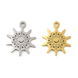 304 Stainless Steel Charms, Laser Cut, Sun Charm