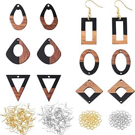 Наборы для изготовления сережек, в том числе подвески из смолы и ореха, Латунные крючки для сережек, Перейти латунные, разнообразные