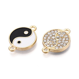 Прелести соединителя сплава, с односторонним стразом и односторонним эмалевым покрытием, ссылки инь-ян, черно-белые