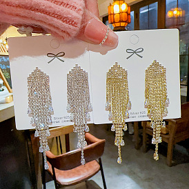 Sparkling Tassel Earrings with Sophisticated Design for Women - European and American Style, Luxurious Accessories