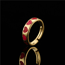 18K Gold Plated Copper Love Heart Pentagram Oil Drop Ring for Women