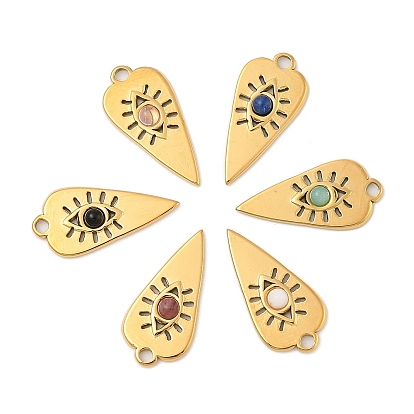 Природные каменные смешанные подвески, слезинки, с 304 установками из нержавеющей стали, ионное покрытие (ip)