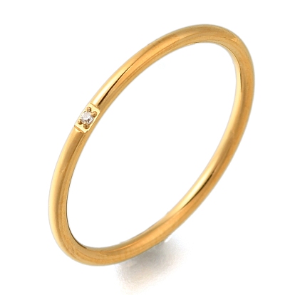 Ионное покрытие (ip) 304 Кольца-солитеры из нержавеющей стали с микропаве из прозрачного кубического циркония, простые кольца для женщин