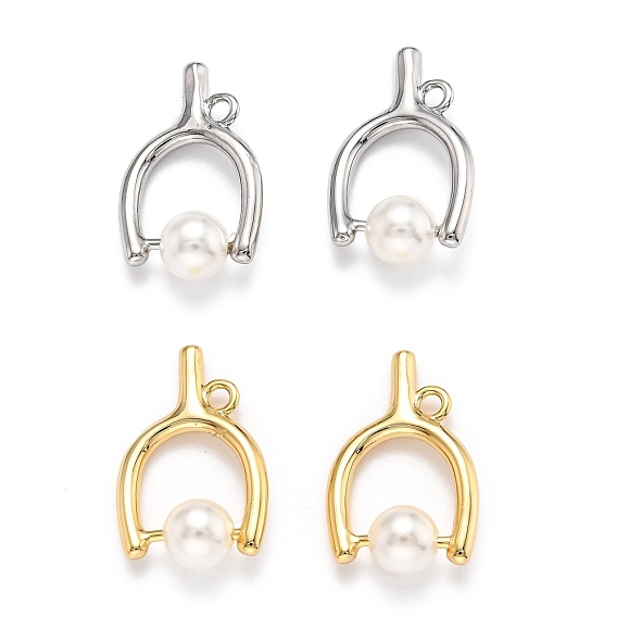 Латунные подвески в форме треугольника, с оболочкой жемчуг