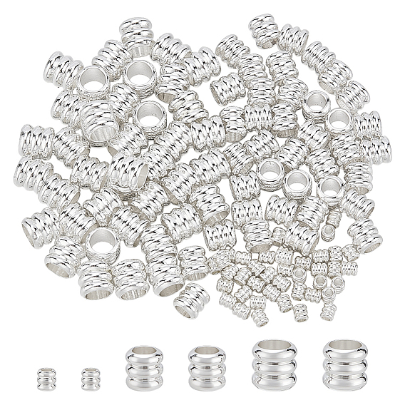 120 шт 3 стили латунные бусины, Рифленые бусины, колонка