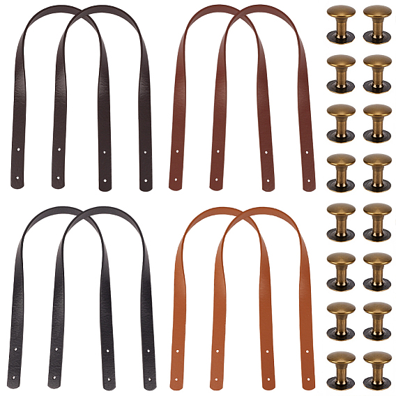 8 Bags 4 Colors PU Leather Bag Handles, with Iron Rivets, for Purse Handles Bag Making Supplie