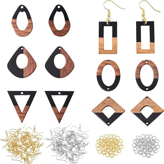 Наборы для изготовления сережек, в том числе подвески из смолы и ореха, Латунные крючки для сережек, Перейти латунные, разнообразные