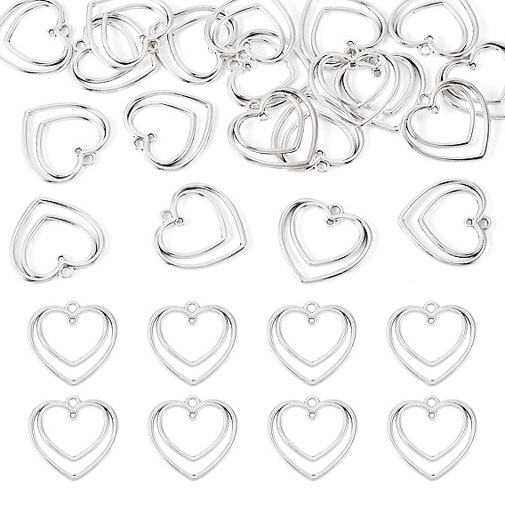 20Pcs Heart Iron Connector Charms, Outline Links
