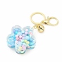 Acrylic Flower Keychain, with Zinc Alloy Lobster Claw Clasps, Iron Key Ring and Brass Bell