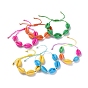 Adjustable Braided Bead Bracelets, with Spray Paint Cowrie Shell Beads, Golden Plated Brass Beads and Nylon Thread