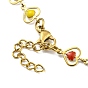 Enamel Heart Link Chain Bracelet, Vacuum Plating Golden 201 Stainless Steel Bracelet