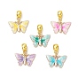 Сплав эмаль бабочка европейские подвески, Подвески с большими отверстиями, золотые, стойки покрытие
