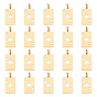 20Pcs 304 Stainless Steel Pendants, with Jump Rings, Laser Cut, Rectangle with Ace of Heart Charm