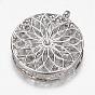 Glass Big Pendants, with Iron Findings, Hollow, Flat Round
