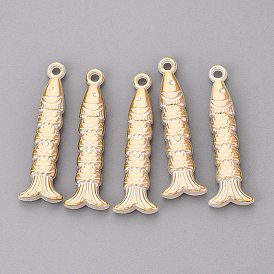 CCB Plastic Pendants, Fish Charms, Golden Metal Enlaced