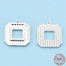 925 Sterling Silver Pendants, Square Charms
