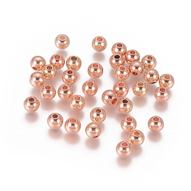 Laiton perles d'entretoise, ronde, plaqué avec une lumière de couleur rose d'or