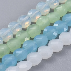 Abalorios de vidrio de jade de imitación, facetados, plano y redondo