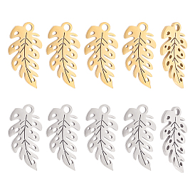 16 шт. 2 цвета 304 подвески из нержавеющей стали, пальмовый лист