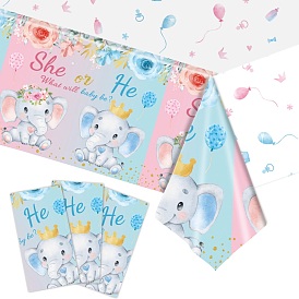 Disposable PE Plastic Tablecloths, for Birthday Party, Baby Shower Blessing, Infant Baptism Supplies, Rectangle, light Blue & Pink