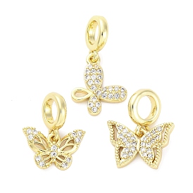 Латунное микропейв с кубическим цирконием европейские подвески с подвесками, бабочка, Подвески с большими отверстиями