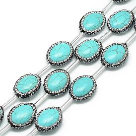 Synthetic Turquoise Rhinestone Beads, Dyed, Oval
