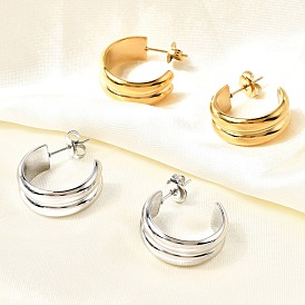 304 из нержавеющей стали серьги, двухслойный с-образный