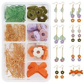 SUNNYCLUE DIY Flocky Earring Making Kits, Including Acrylic Beads & Beads Frames & Pendants, Iron Bar Links Connectors, Brass Cable Chains & Earring Hooks