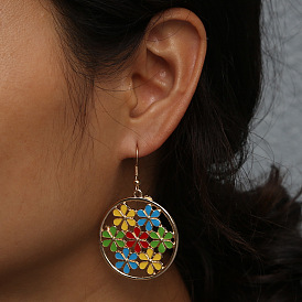 European and American Fashion Accessories Alloy Carved Hollow Flower Earrings - Women's Jewelry.