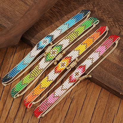 Регулируемые браслеты из плетеного бисера и стеклянных бусин для женщин