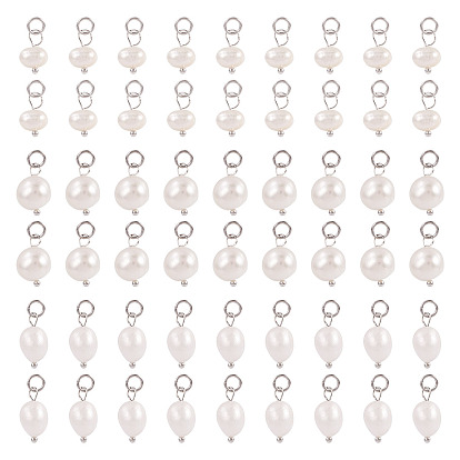 Подвески из натурального пресноводного жемчуга, с латунной фурнитурой , самородки, платина