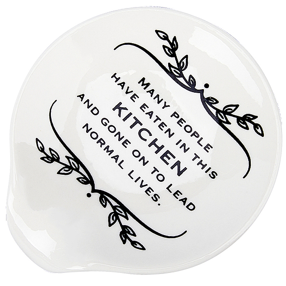 Ceramic Spoon Holders, Flat Round with Word