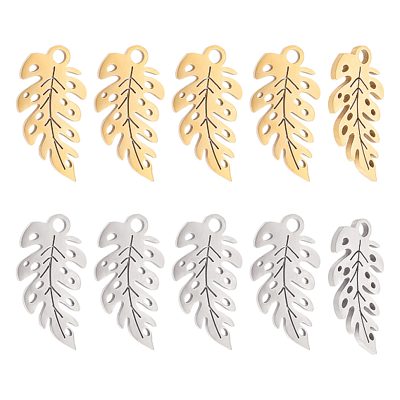 16 шт. 2 цвета 304 подвески из нержавеющей стали, пальмовый лист