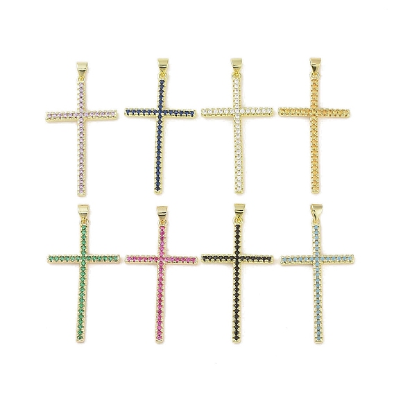Настоящие 18 k позолоченные латунные подвески с микропаве и кубическим цирконием, без кадмия, без никеля и без свинца, крестик