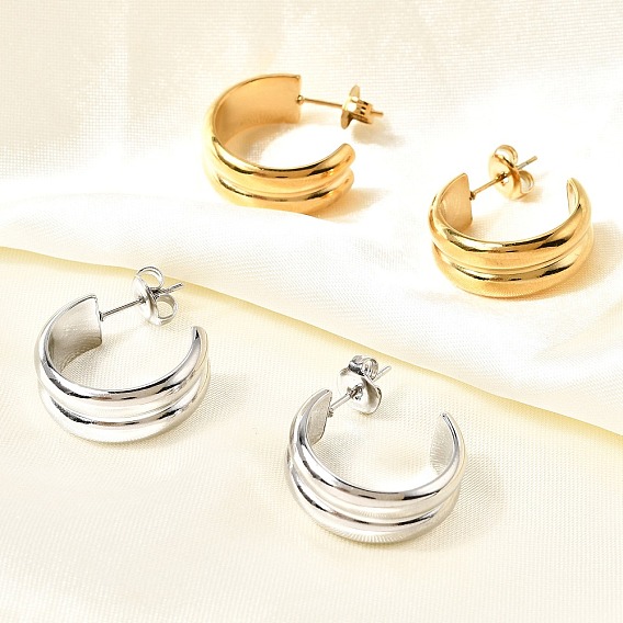 304 из нержавеющей стали серьги, двухслойный с-образный