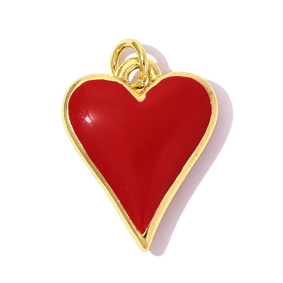Латунь эмаль подвески, шарма сердца, с целью перехода в кольце, ионное покрытие (ip), долговечный, реальный 18 k позолоченный