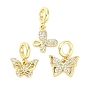 Латунное микропейв с кубическим цирконием европейские подвески с подвесками, бабочка, Подвески с большими отверстиями