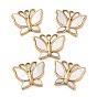 304 Stainless Steel Pendants, with Pave Shell, Butterfly Charm